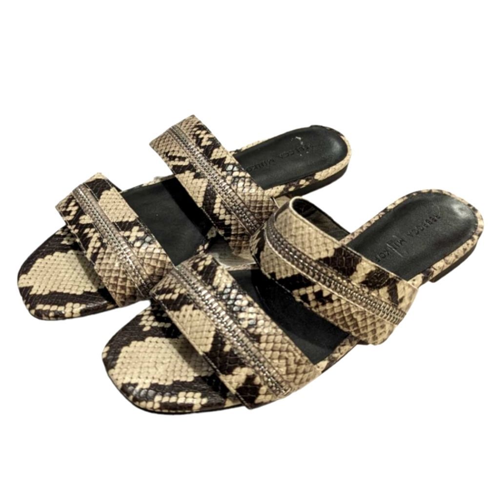 Rebecca Minkoff Marciann Snake Embossed Zipper Slide Sandal
